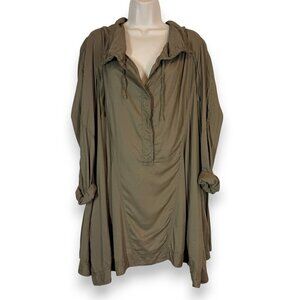 Donna Karan Oversized Tunic Blouse Top Khaki Minimalist Medium